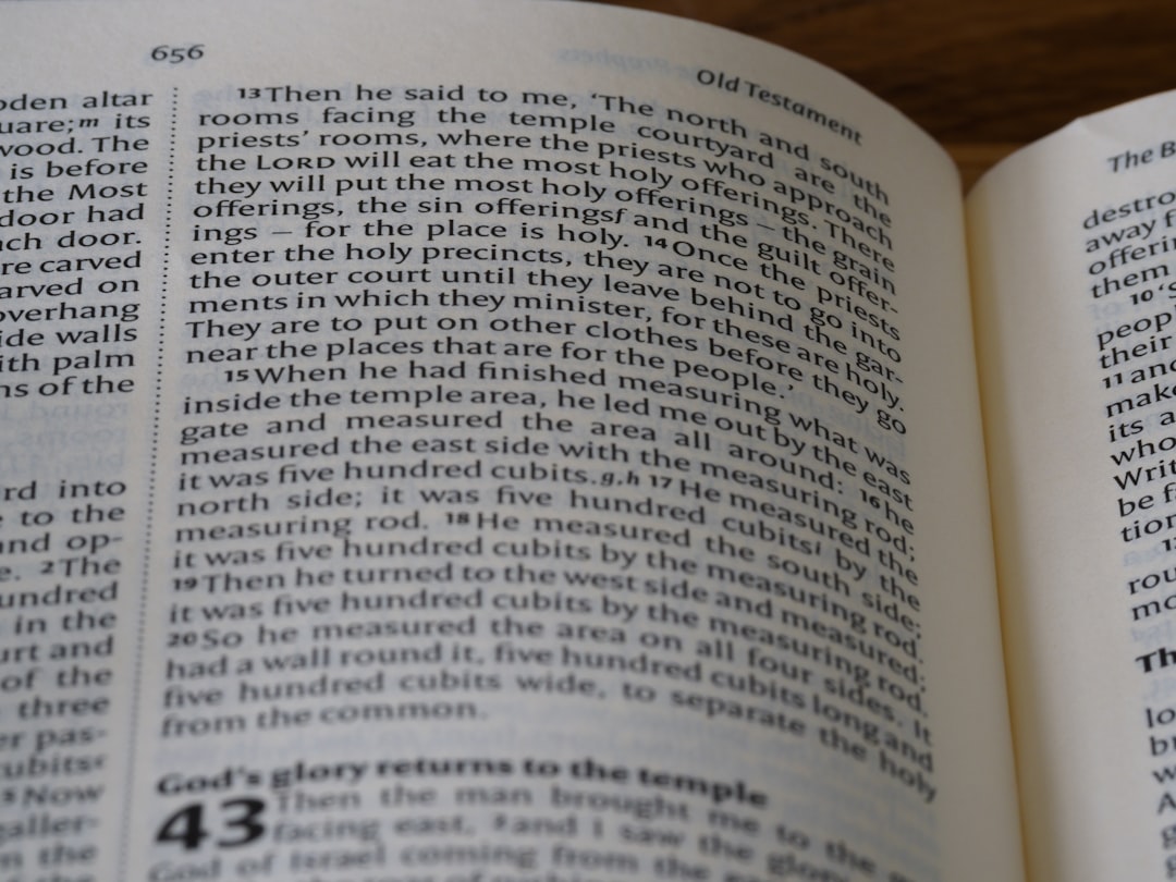 a close up of an open book on a table