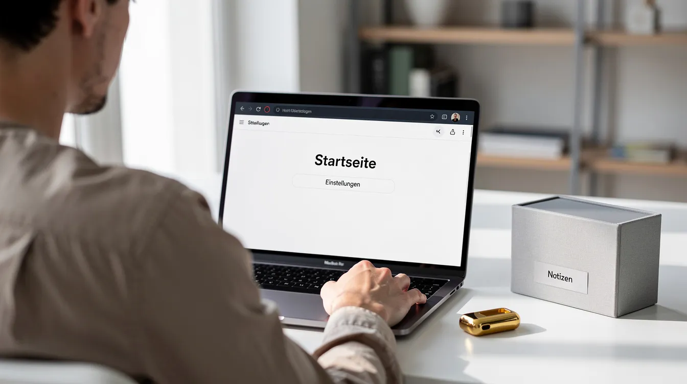 Eine Person sitzt an einem Schreibtisch vor einem Laptop, neben dem ein kleines Kästchen und ein 50 g Goldbarren liegen, der als Wertanlage dient. Der goldene Gegenstand symbolisiert Investition und Sicherheit in Zeiten von Inflation und schwankenden Goldpreisen.